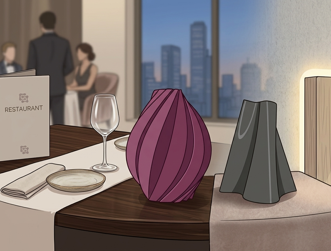 Vasi Shapeless in un ambiente ristorante